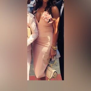 NADINE MERABI Pink Backless Dress with Floral Detail